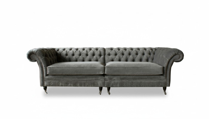 XXL Chesterfield-sohva 4-istuttava sohvapöytä Garnituuri Tekstiili Nahka
