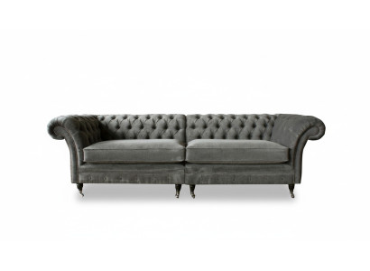 XXL Chesterfield-sohva 4-istuttava sohvapöytä Garnituuri Tekstiili Nahka