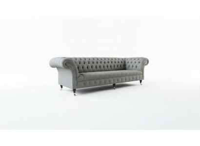 XXL iso Chesterfield-sohva 265cm pehmuste 4 istuttava tekstiili moderni