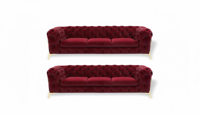 Chesterfield-sohva samettinen istuinkalusto 3+3-istuin design-sohvat