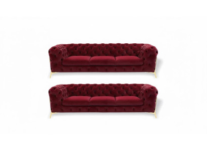 Chesterfield-sohva samettinen istuinkalusto 3+3-istuin design-sohvat