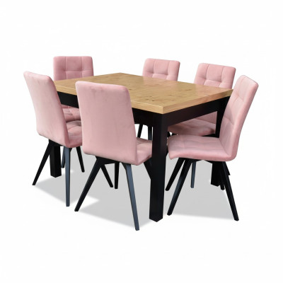 Luxus-ruokailuryhmä sarja Design 7-os. Pöytä + 6 tuolia Nojatuolit Huonekalut