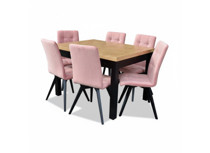 Luxus-ruokailuryhmä sarja Design 7-os. Pöytä + 6 tuolia Nojatuolit Huonekalut