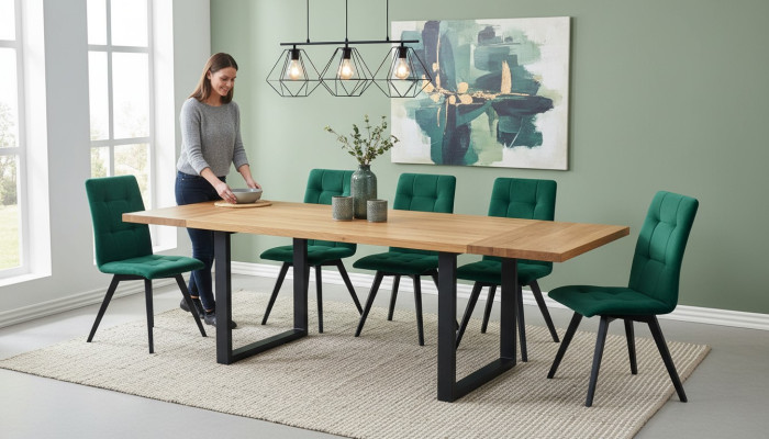 Design Ess Zimmer - Metallipöytä ja 6 tuolia, 7 osaa.