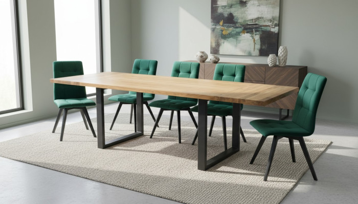 Design Ess Zimmer - Metallipöytä ja 6 tuolia, 7 osaa.