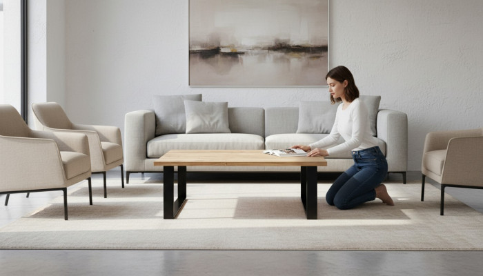 Suunnittelijan sohvapöytä Lasipöytä Sofa Tilauspöytä Pöydät Ruskea puu Loft-huonekalut
