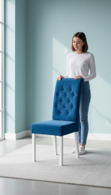 Nykyaikaiset Chesterfield-ruokailuhuoneen tuolit 4x tuolia ruokailuryhmälle, kangas, uusi