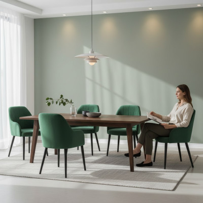 Keittiötuolit Elegantti Ruokailuryhmä kangas Uusi sarja 4x Nojatuoli Tuoli Design Puu Tekstiili