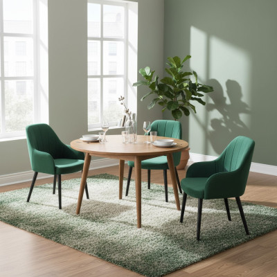 Keittiötuolit Elegantti Ruokailuryhmä kangas Uusi sarja 4x Nojatuoli Tuoli Design Puu Tekstiili