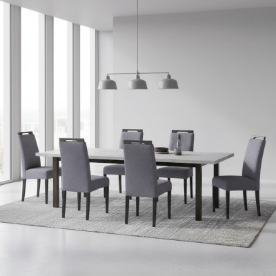 Lehnstuhl 6x tuolia pehmustetut tekstiili kangas ruokailuryhmä garnituuri setti täydellinen design
