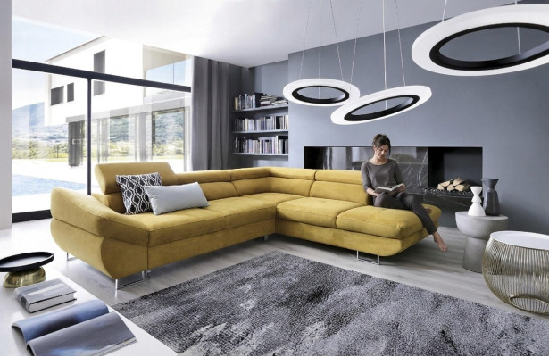 Ecke Couch Sets L-muotoinen sova pehmeä istuinosa olohuonekaluste tekstiili keltainen uusi