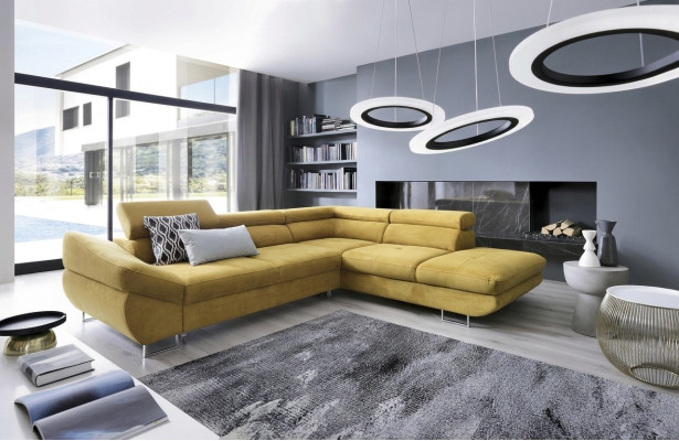 Ecke Couch Sets L-muotoinen sova pehmeä istuinosa olohuonekaluste tekstiili keltainen uusi