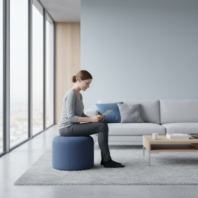 Moderni pyöreä jakkara Designer jakkara Jalkajakkara Sivupöytäjakkara Chaise Longue -tyyppinen jakkara Pehmustettu jakkara