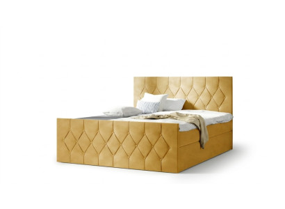 Pehmustettu sänky Sängyt Vuodepeite Designer Boxspring -sänky Luksus Design Keltainen 200x200 Uusi