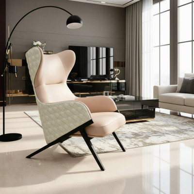 Sessel Design Couch Sofa Sitzer Luxus Beige Neu Relax Leder Lounge Club Polster
