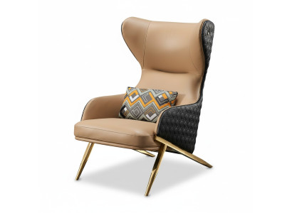 Sessel Relax Leder Lounge Club Polster  Design Couch Sofa Sitzer Luxus Beige Neu