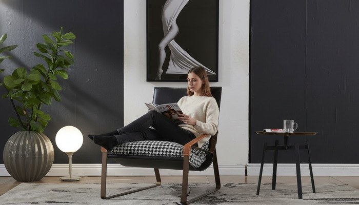 Sessel Design -sohva Lepää Nahka Lounge Club -tyyny Istuin Luxus TV