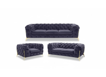 Chesterfield-sohva Päällystetty Istuinohjelmisto 3+1+1-paikkainen Samettinen Designer-sohva Uusi