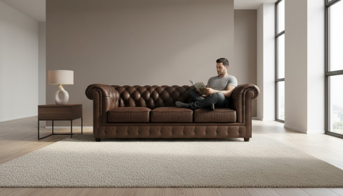 Klassinen Chesterfield-sohva 3-istuttava sohva pehmustettu kolmen hengen sohva