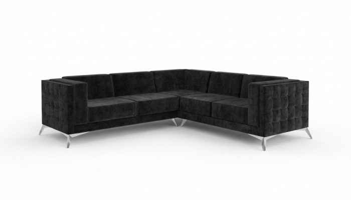 Musta samettinen muotoilu Kulmasohva Chesterfield-sohva Istuma-alue kangas istuin