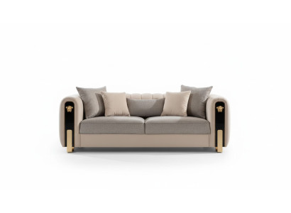 Ylellinen pehmustettu 3-paikkainen soiva beige-värissä nykyaikaisessa tyylissä