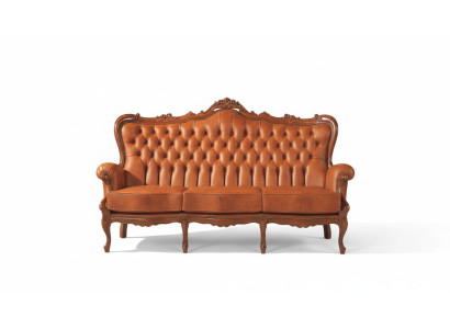Luxe 3-istuttava soppa ruskeasta nahasta Art déco -tyylinen huonekalut nahka