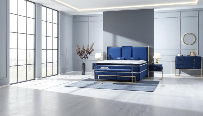 Bett Blau Metall Huonekalut Design Elegantti Makuuhuonekalut Luxus Moderni Uusi