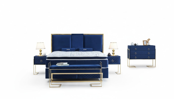Bett Blau Metall Huonekalut Design Elegantti Makuuhuonekalut Luxus Moderni Uusi
