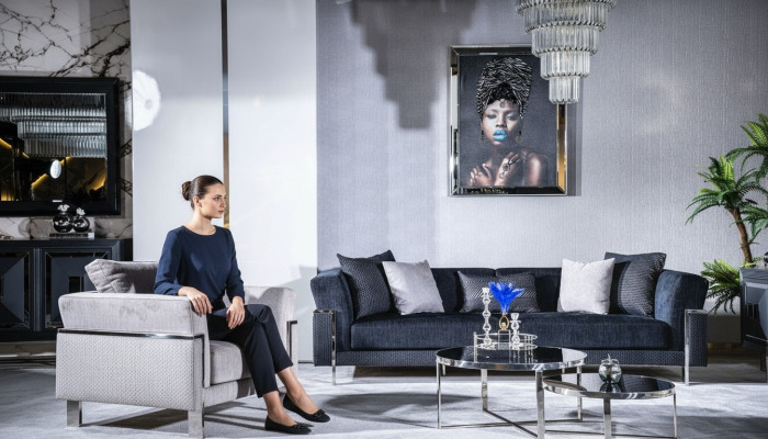 Olohuoneen sohvasti 3+1 Peili-juoksepöytä Istukkokokonaisuus Design