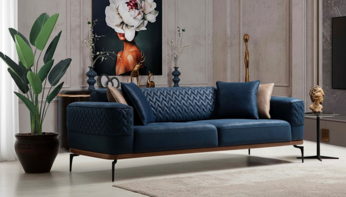 Design Kolmen hengen soitti Moderni sininen sohvatyyny Luksussohva Huonekalut Verhoilu Lofti Uusi