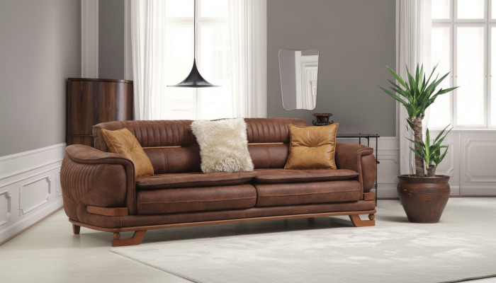 Luxus kolmen hengen sohva Kolmipaikkainen sohva 3-paikkainen design olohuone keinonahka