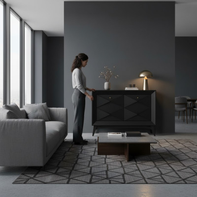 Kommode Kaappi Sideboard Klassinen Luksus Lipasto Ruokailuhuone Kaapit Harmaa Puu
