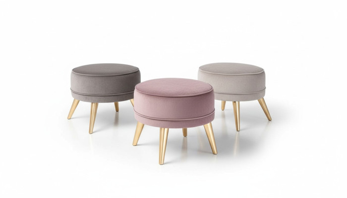Hocker Istuinpalli Ottomaani Tyyny Moderni Luxus Kangas Design Olohuone Vaaleanpunainen Pyöreä