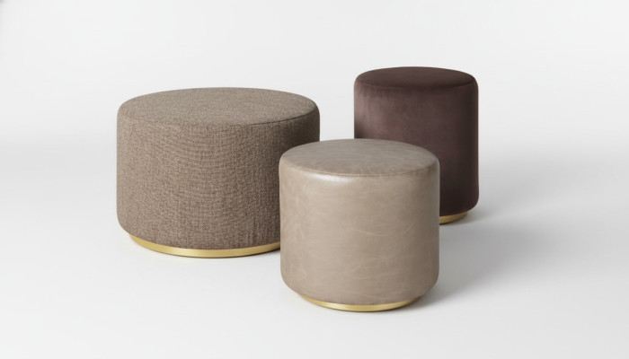Hocker-ryhmä Jalkajakkara Polyester Olohuone Istuma Kangas Beige Luksus Istuin 3-osainen
