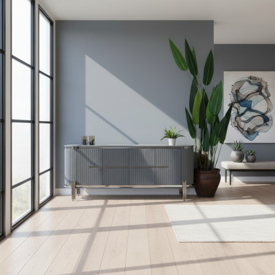 Graues Sideboard Luxus Kommode Anrichte Schrank Esszimmermöbel Holzmöbel