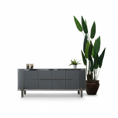 Graues Sideboard Luxus Kommode Anrichte Schrank Esszimmermöbel Holzmöbel