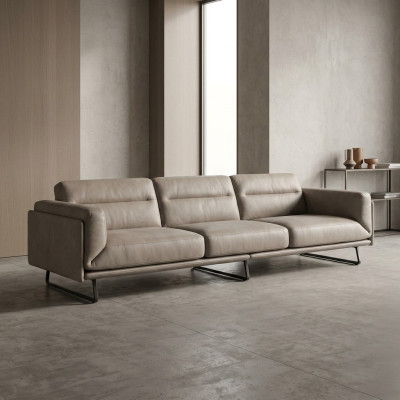 Sohva 4-istuttava Nahkasohva Design-sohva Beige Luksusverhoilu Nelipaikkainen xxl