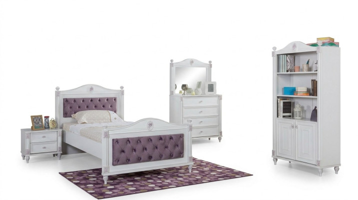 Design nuorisonhuone-setti sänky yöpöydät lipasto kokonaisuus 4-osainen.