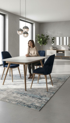 Sininen ruokailutuoli Luxus Modernit keittiömöbelit Designer Puumöbelit
