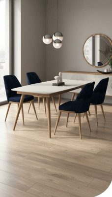 Sininen ruokailutuoli Luxus Modernit keittiömöbelit Designer Puumöbelit