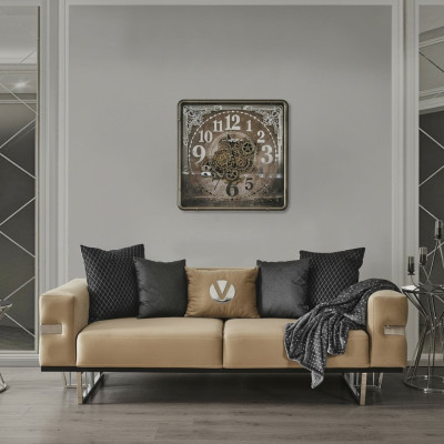 Luxussohva ruostumattomasta teräksestä valmistettuine jalkoineen, istuinpehmuste, designsohva huonekalu 230cm