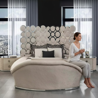 Makuuhuoneen sänky 2x yöpöytää Luxury Sänky Set Kokonainen Design Huonekalut