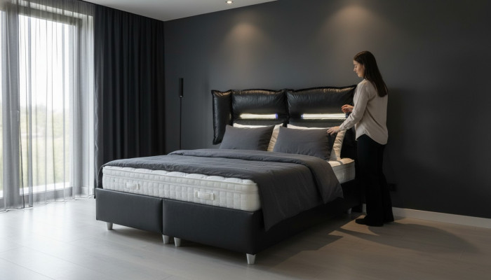 Puutyylinen kaksoissänky Luksus Moderni Hotellikehys Makuuhuoneen Sängyt