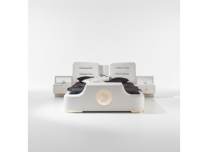 Kaksoisvuode Moderni Luksus Jakkara Monitoiminen Sänky Design Sametti