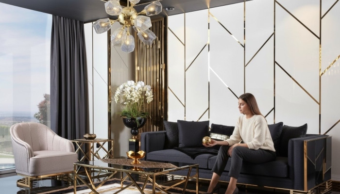 Sofagarnituuri Sofa Luxus Nojatuoli 3+1-paikkainen sohvapöytä Sivupöytä Sarja 4-osainen