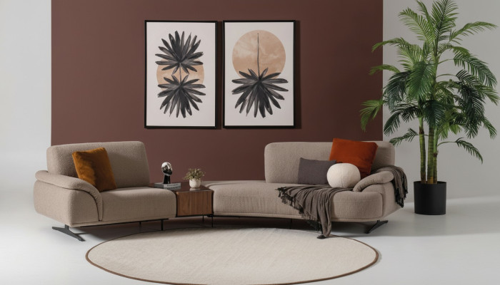 Olohuoneen designsofa 5 istuinpaikkaa tekstiilivuodesohva täysverhoiltu sohva uusi ruskea