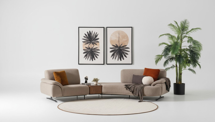 Olohuoneen designsofa 5 istuinpaikkaa tekstiilivuodesohva täysverhoiltu sohva uusi ruskea
