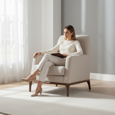 Design-sohva Nojatuoli Istuinsohva Pehmuste Luxus Tekstiili Yksi istuin uusi harmaa