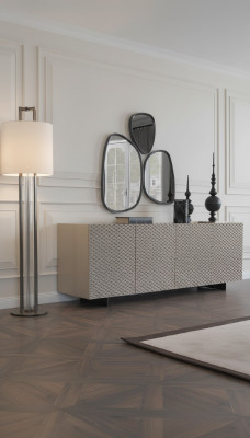 Olohuoneen peili ja tarjoilukaappi, hienostunut design, luksus 2-osainen uusi beige