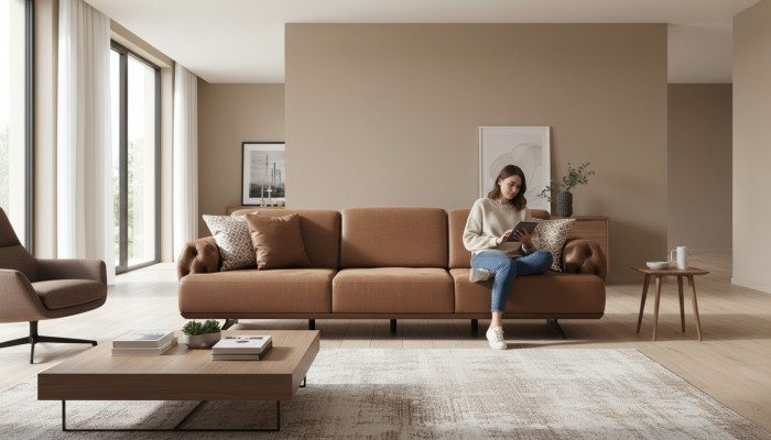4-istuttava sofa Chesterfield-mallinen luksussofa verhoiltu sohva ruskea